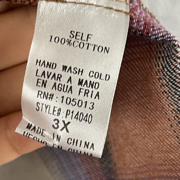 Savanna Jane Flannel Long Cardigan 3X Plaid Tassel Asymmetric Boho Western NEW - Picture 11 of 16